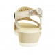 Sandalo da donna in pelle forata stampata platino zeppa 4 - Misure disponibili: 44