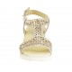 Sandale pour femmes en cuir perforé imprimé platine talon compensé 4 - Pointures disponibles:  44
