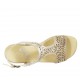Sandalo da donna in pelle forata stampata platino zeppa 4 - Misure disponibili: 44