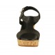 Sandalia para mujer en piel perforada negra con plataforma y cuña 7 - Tallas disponibles:  32, 43