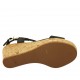 Sandalia para mujer en piel perforada negra con plataforma y cuña 7 - Tallas disponibles:  32, 43