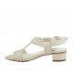 Sandalo da donna in pelle forata stampata argento tacco 3 - Misure disponibili: 43, 44, 45