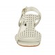 Sandalo da donna in pelle forata stampata argento tacco 3 - Misure disponibili: 43, 44, 45