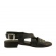 Sandalia para mujer con tachuelas en piel negra tacon 2 - Tallas disponibles:  33, 34