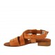 Sandalia para mujer con tachuelas en piel color cuero tacon 2 - Tallas disponibles:  33