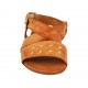 Sandalia para mujer con tachuelas en piel color cuero tacon 2 - Tallas disponibles:  33