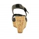 Sandale pour femmes en cuir verni noir avec courroie, plateforme et talon compensé 9 - Pointures disponibles:  34, 42, 43, 44