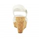 Sandale pour femmes en cuir verni blanc avec courroie, plateforme et talon compensé 9 - Pointures disponibles:  42, 43, 45