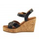 Sandale pour femmes en cuir verni bleu avec courroie, plateforme et talon compensé 9 - Pointures disponibles:  33, 34, 42, 43, 44