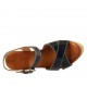 Sandale pour femmes en cuir verni bleu avec courroie, plateforme et talon compensé 9 - Pointures disponibles:  33, 34, 42, 43, 44