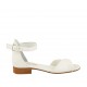Scarpa aperta da donna in pelle bianca e argento con cinturino tacco 2 - Misure disponibili: 32, 33, 34
