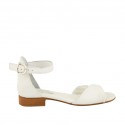 Woman's open shoe in white and silver leather with strap heel 2