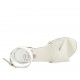 Zapato abierto con cinturon para mujer en piel blanca y plateada tacon 2 - Tallas disponibles:  32