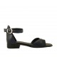 Scarpa aperta da donna in pelle blu e blu scuro con cinturino tacco 2 - Misure disponibili: 32, 33, 43