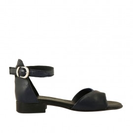 Scarpa aperta da donna in pelle blu e blu scuro con cinturino tacco 2 - Misure disponibili: 32, 33, 43