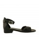 Scarpa aperta da donna in pelle nera e bronzo con cinturino tacco 2 - Misure disponibili: 32, 34