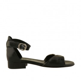 Scarpa aperta da donna in pelle nera e bronzo con cinturino tacco 2 - Misure disponibili: 32, 34