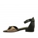 Scarpa aperta da donna in pelle nera e bronzo con cinturino tacco 2 - Misure disponibili: 32, 34