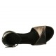 Scarpa aperta da donna in pelle nera e bronzo con cinturino tacco 2 - Misure disponibili: 32, 34