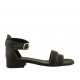 Woman's open shoe in black leather with strap heel 2 - Available sizes:  32, 33, 44