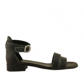 Scarpa aperta da donna in pelle nera con cinturino tacco 2 - Misure disponibili: 32, 33, 44