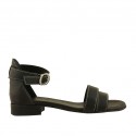 Zapato abierto con cinturon para mujer en piel negra tacon 2