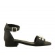 Scarpa aperta da donna in pelle nera con cinturino e perle tacco 2 - Misure disponibili: 32, 33, 43, 44, 45