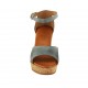 Scarpa aperta da donna con cinturino, zeppa e plateau in pelle avio zeppa 9 - Misure disponibili: 43, 44