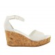 Scarpa aperta da donna con cinturino e plateau in pelle stampata bianca zeppa 7 - Misure disponibili: 44