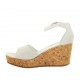 Scarpa aperta da donna con cinturino e plateau in pelle stampata bianca zeppa 7 - Misure disponibili: 44
