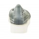 Woman's ballerina shoe in pierced blue grey leather wedge 3 - Available sizes:  32