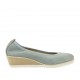 Escarpin pour femmes en cuir bleu gris talon compensé 4 - Pointures disponibles:  42, 43, 44