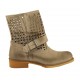 Bottines pour femmes avec boucle en cuir et cuir perforé taupe talon 3 - Pointures disponibles:  32, 33