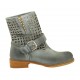 Stivaletto da donna con fibbia in pelle e pelle traforata avio tacco 3 - Misure disponibili: 33, 44