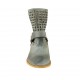 Botines con hebilla para mujer en piel y piel perforada de color azul grisado tacon 3 - Tallas disponibles:  33