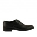 Chaussure richelieu élégant avec bout droit pour hommes en cuir noir