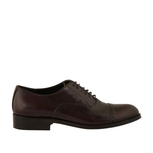 Chaussure richelieu élégant avec bout droit pour hommes en cuir marron - Pointures disponibles:  37, 49, 50