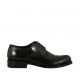 Men's laced derby shoe with floral captoe in black leather - Available sizes:  50