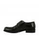Men's laced derby shoe with floral captoe in black leather - Available sizes:  50