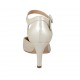 Scarpa aperta da donna con cinturino in pelle avorio perlato tacco 7 - Misure disponibili: 43, 44, 45