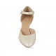 Woman's open shoe with strap in pearled ivory leather heel 7 - Available sizes:  43, 44, 45