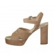 Sandalia para mujeres con plataforma y cinturon en gamuza arena tacon 9 - Tallas disponibles:  31