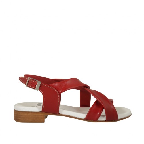 Sandalo da donna in pelle rossa tacco 2 - Misure disponibili: 33, 42, 43, 44, 45