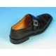 Men's elegant shoe with buckle and floral captoe in black leather - Available sizes:  45, 50, 52, 53, 54