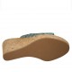Mule ouvert pour femmes en cuir perforé turquoise talon compensé  9 - Pointures disponibles:  43, 44