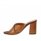 Sabo abierto para mujer en piel color cuero tacon 7 - Tallas disponibles:  43