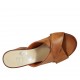 Woman's open mules in tan leather heel 7 - Available sizes:  43