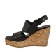 Sandalo da donna in pelle forata nera con plateau e zeppa 9 - Misure disponibili: 34, 42, 43, 44