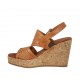 Sandalo da donna in pelle forata cuoio con plateau e zeppa 9 - Misure disponibili: 42, 43, 44