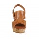Sandalo da donna in pelle forata cuoio con plateau e zeppa 9 - Misure disponibili: 42, 43, 44